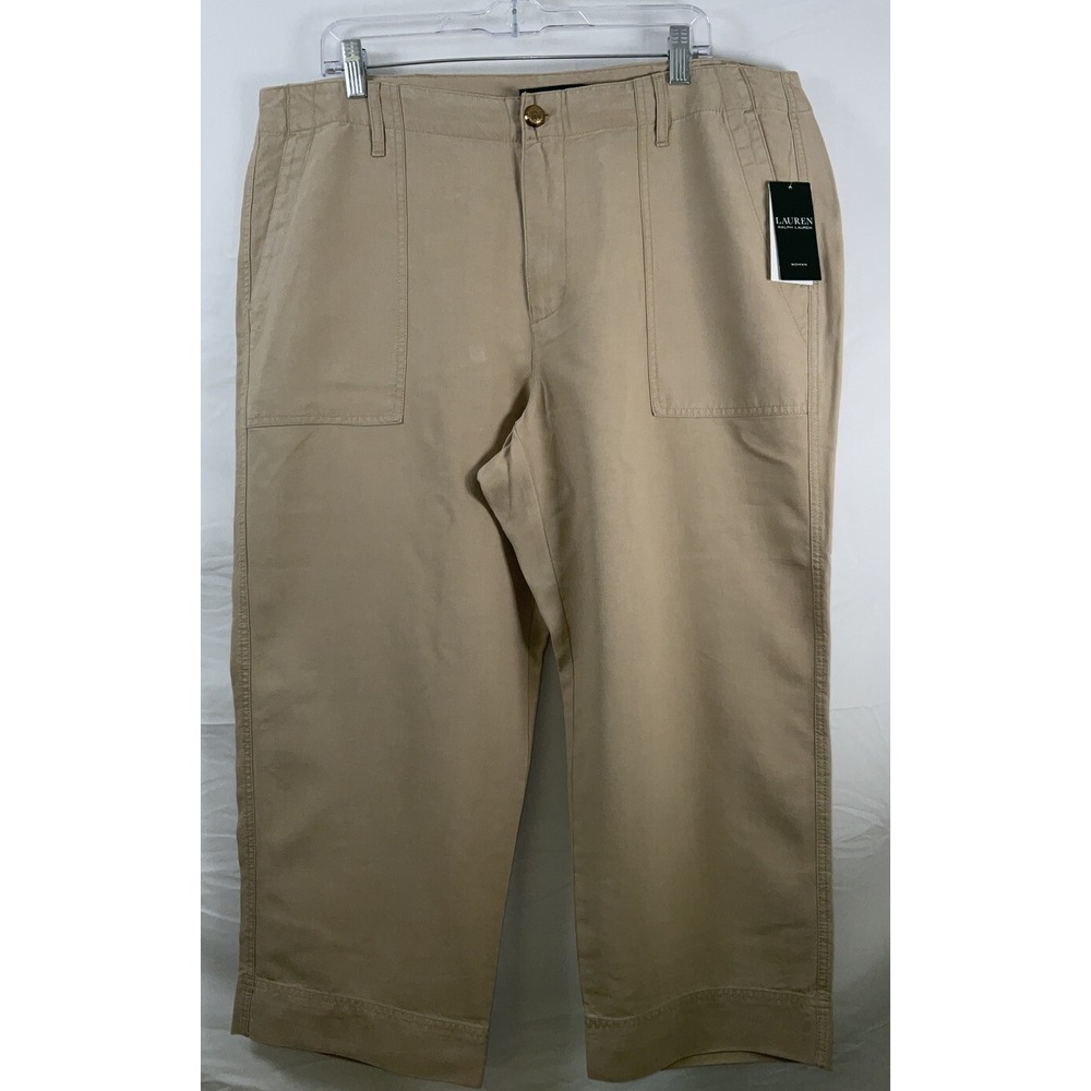 NWT Lauren Ralph Lauren Women's Nyusha Cropped Trouser Pants Tan Size 14W 38x24 - Picture 1 of 6